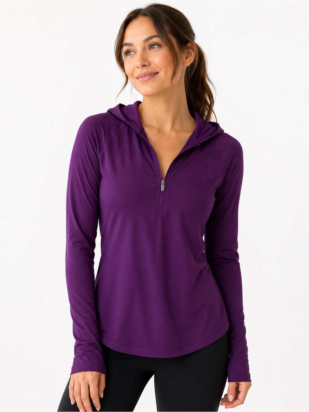 Lucy Purple Half-Zip Hooded Pullover